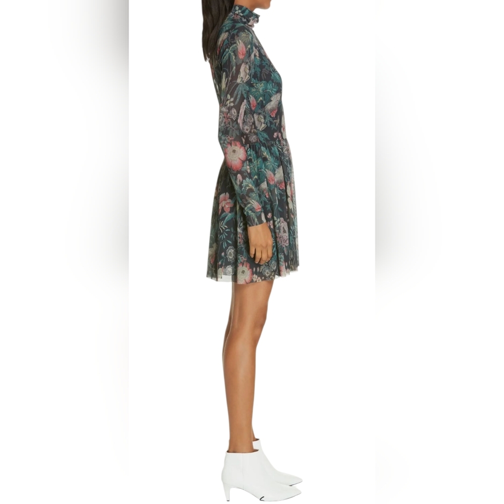 Rebecca Taylor La Vie Faded Garden Mesh Long Sleeve Dress Large - Picture 3 of 16